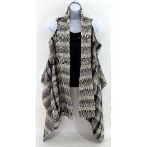 Eileen Fisher Cotton Alpaca Charcoal Plaid Vest Black White Size S/M Sleeveless